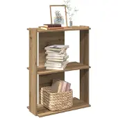 vidaXL Boekenkast 3-laags 60x30x80 cm bewerkt hout artisanaal eiken