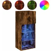 DKD Home Decor Tv-meubel met LED-verlichting 40,5x30x90 cm gerookt eikenkleur