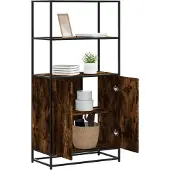 vidaXL Hoge kast, gerookt eikenfineer, 68x35x139 cm, houtvezel en metaal