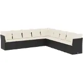 vidaXL 9-delige Loungeset met kussens poly rattan zwart