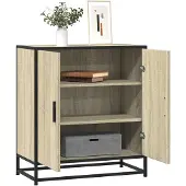 vidaXL Dressoir 68x35x76 cm bewerkt hout en metaal sonoma eikenkleur