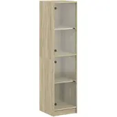 vidaXL Hoge kast met glazen deuren 35x37x142 cm sonoma eikenkleurig
