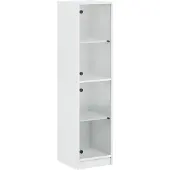 vidaXL Hoge kast met glazen deuren 35x37x142 cm wit