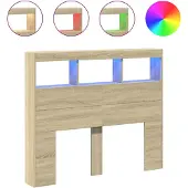 vidaXL Hoofdbordkast met LED-verlichting 120x17x102 cm sonoma eiken