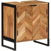 vidaXL Badkamerkast 55x35x60 cm massief acaciahout en ijzer