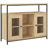 vidaXL Dressoir 100x35x80 cm bewerkt hout sonoma eikenkleurig