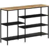 vidaXL Wandtafel 110x30x75 cm massief ruw mangohout en ijzer
