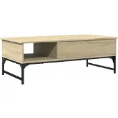vidaXL Salontafel 100x50x35 cm bewerkt hout en metaal sonoma eiken