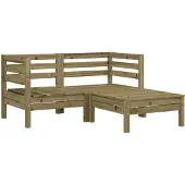 vidaXL Corner Sofa 2-zits Solid Pine Wood Natural Impregnated Medium