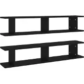 vidaXL Wandschappen 2 st 105x18x20 cm bewerkt hout zwart