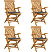 vidaXL Klapstoelen met antracietkleurige kussens, 4 stuks, massief teakhout