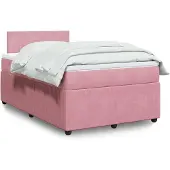 vidaXL Boxspring met matras fluweel roze 120x190 cm