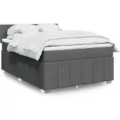 vidaXL Boxspring met matras stof donkergrijs 140x200 cm