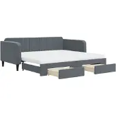 vidaXL Slaapbank onderschuifbed lades 100x200 cm fluweel donkergrijs