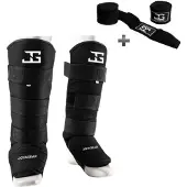 Joyagear “VELCRO” Scheenbeschermer – Kickboksen/Muay Thai – Zwart – XS – incl. Bandage