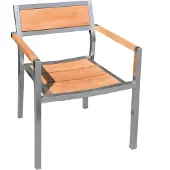 Teako Design 1x Stapelstoel, teakhout + roestvrij staal, massief hout, weerbestendig