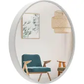 Famanu – Wandspiegel Ronde spiegel 80 cm met wit elegante houten lijst