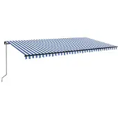 vidaXL Luifel handmatig uittrekbaar met LED 600x300 cm blauw en wit