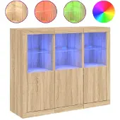 vidaXL Dressoirs met LED-verlichting 3 st bewerkt hout sonoma eiken