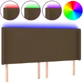 vidaXL Hoofdbord LED 183x16x118/128 cm stof donkerbruin