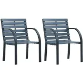 vidaXL Tuinstoelen, 2 stuks, grijs, van grenenhout, met gepoedercoat stalen frame