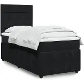 vidaXL Boxspring met matras fluweel zwart 100x200 cm