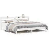 vidaXL Bedframe zonder matras massief grenenhout wit 200x200 cm