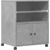 vidaXL Printerkastje met wielen 60x48x74 cm betongrijs