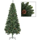 vidaXL Kunstkerstboom met dennenappels 210 cm groen
