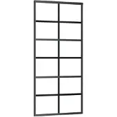 vidaXL Schuifdeur 90x205 cm ESG-glas en aluminium zwart
