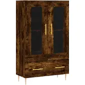 vidaXL Hoge kast 69,5x31x115 cm bewerkt hout gerookt eikenkleurig