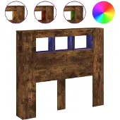 vidaXL Hoofdeinde met LED 120x18,5x103,5 cm bewerkt hout gerookt eiken