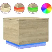 vidaXL Salontafel met LED-verlichting 50x50x40 cm sonoma eiken
