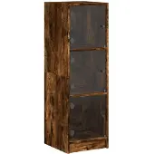 DKD Home Decor Hoge kast met glazen deuren 35x37x109 cm gerookt eikenkleurig