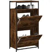vidaXL Schoenenkast 60x34x112 cm bewerkt hout gerookt eikenkleurig