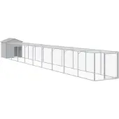 vidaXL Kippenhok met ren 117x1017x123 cm staal lichtgrijs