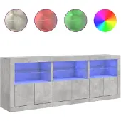 vidaXL Dressoir met LED-verlichting 181,5x37x67 cm betongrijs