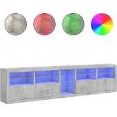 vidaXL Dressoir met LED-verlichting 283x37x67 cm betongrijs