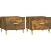 vidaXL Salontafels 2 st 50x50x40 cm bewerkt hout gerookt eikenkleurig