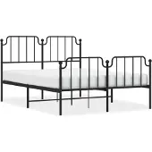vidaXL Bedframe met hoofdeinde en voeteneinde, zwart, metaal, 150x200 cm