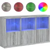 vidaXL Dressoir met LED-verlichting 181,5x37x100 cm grijs sonoma eiken