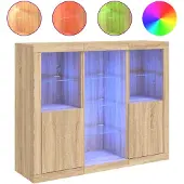 vidaXL Dressoirs met LED-verlichting 3 st bewerkt hout sonoma eiken