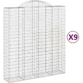 vidaXL Schanskorven 9 st gewelfd 200x50x220/240 cm ijzer
