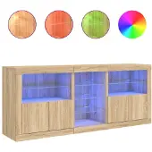 vidaXL Dressoir met LED-verlichting 181,5x37x67 cm sonoma eikenkleurig