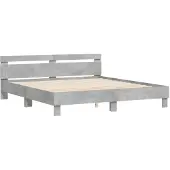 vidaXL Bedframe met hoofdeinde bewerkt hout betongrijs 180x200 cm