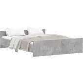vidaXL Bedframe met hoofd- en voeteneinde betongrijs 150x200 cm