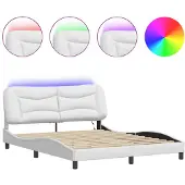 vidaXL Bedframe met LED zonder matras "Hvar" wit 160x200 cm