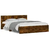 vidaXL Bedframe met hoofdeinde gerookt eikenkleurig 150x200 cm
