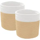 vidaXL Opbergmanden 2 st Ø 28x28 cm katoen beige en wit