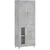 vidaXL Hoge kast 69,5x34x180 cm bewerkt hout betongrijs